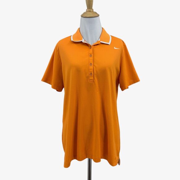 Nike Polo Shirt Womens XL Extra Large Orange Golf Dri Fit Performance Stretch - Picture 1 of 14